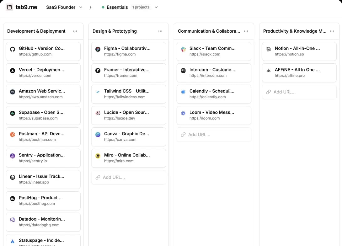 tab9.me workspace preview