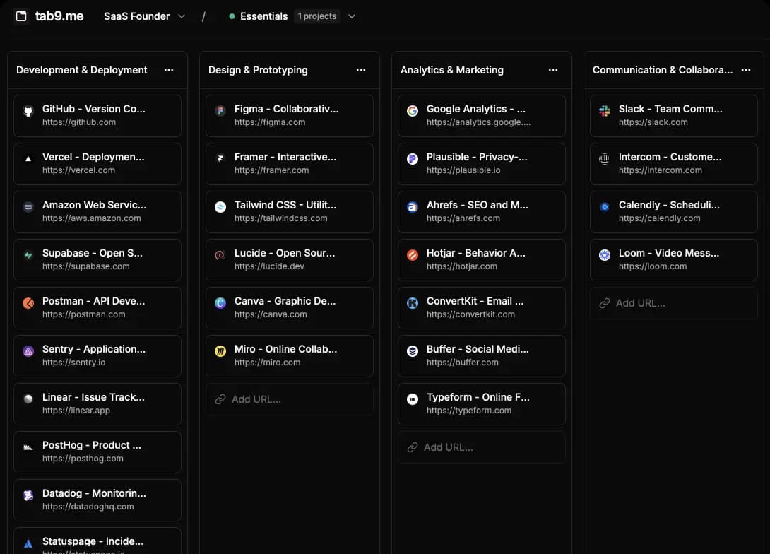 tab9.me workspace preview